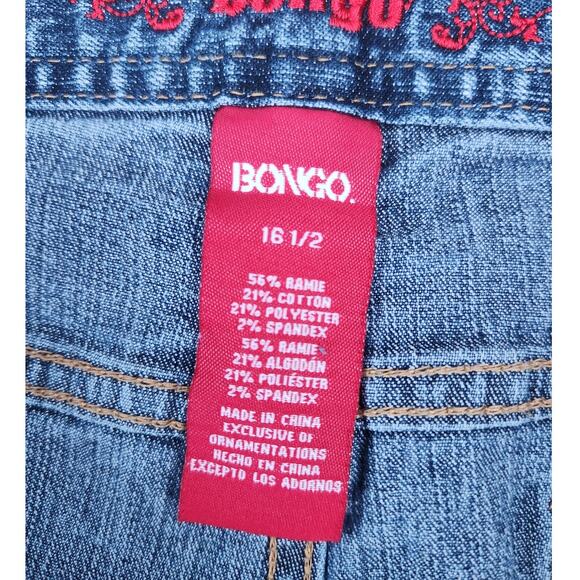 Bongo Jeans Jrs. 16.5 Blue Denim Bootcut Floral Embroidered Med-Wash VTG Y2K - Picture 7 of 7